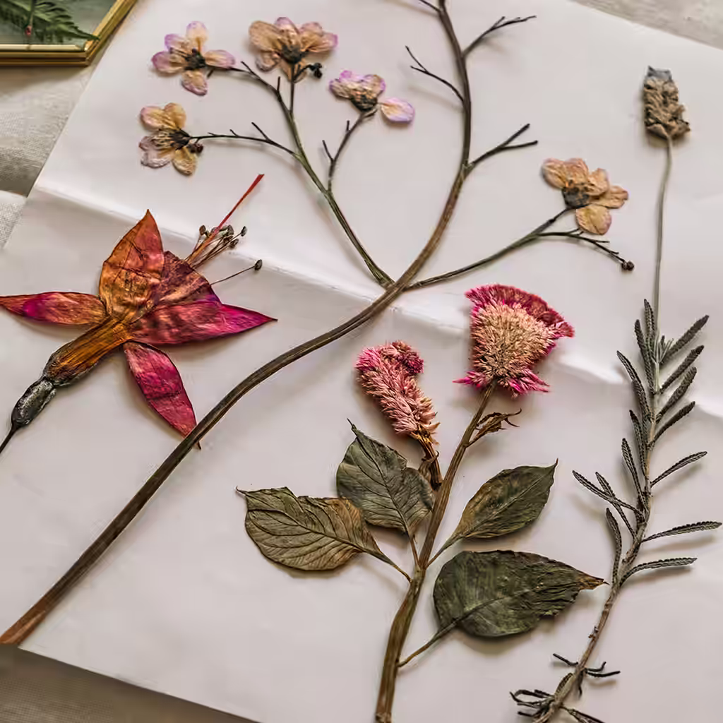 Pressa blommor och skapa vackra dekorationer