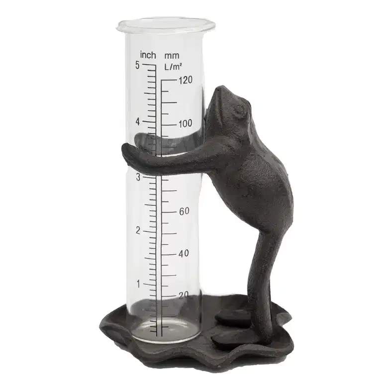 Frog rain gauge H14,5 brown