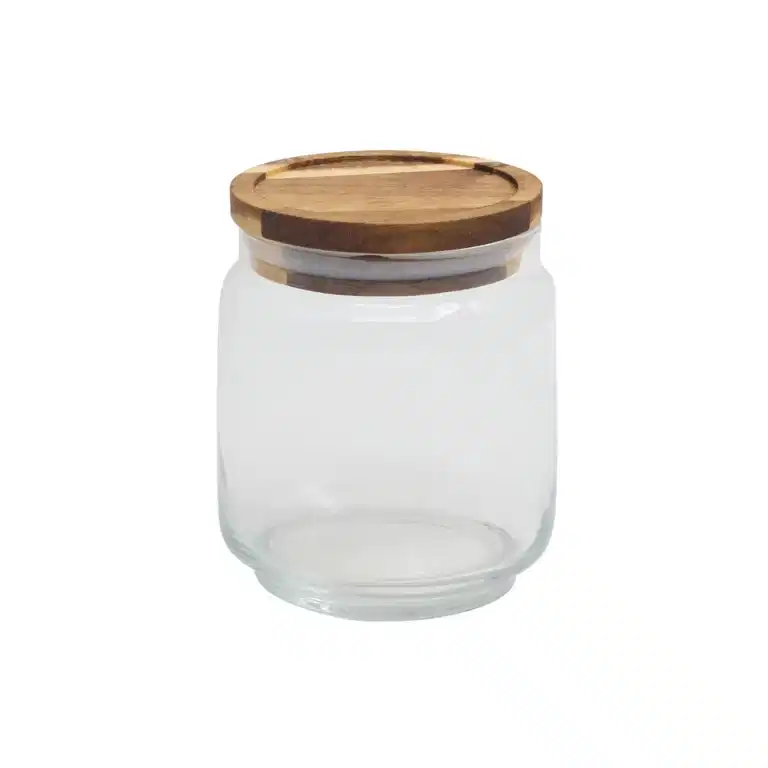 Glass Jar Acacia Lid