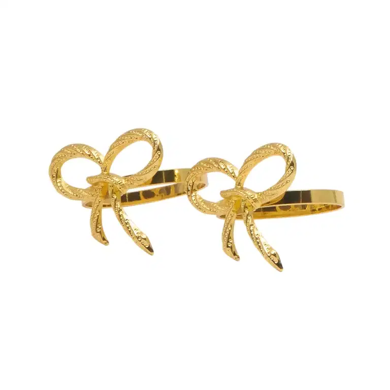 Napkin Rings Gold Bow