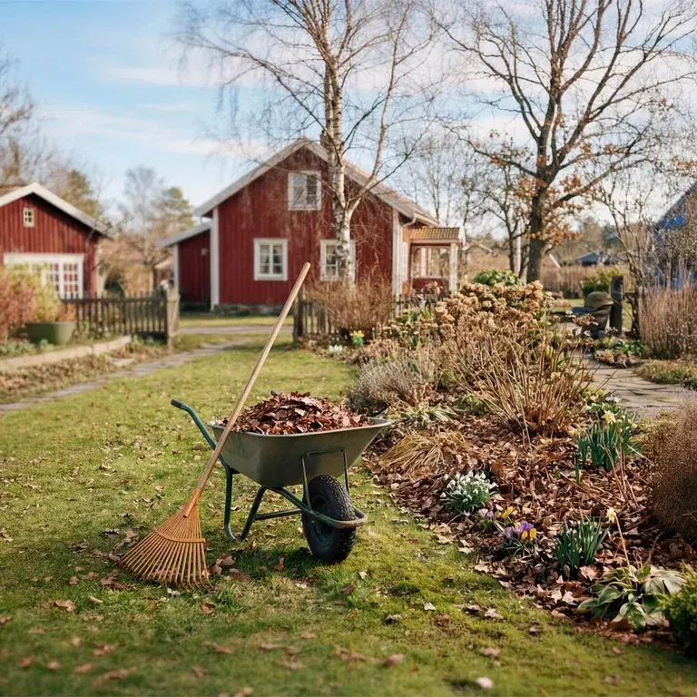 Vårstäda i trädgården