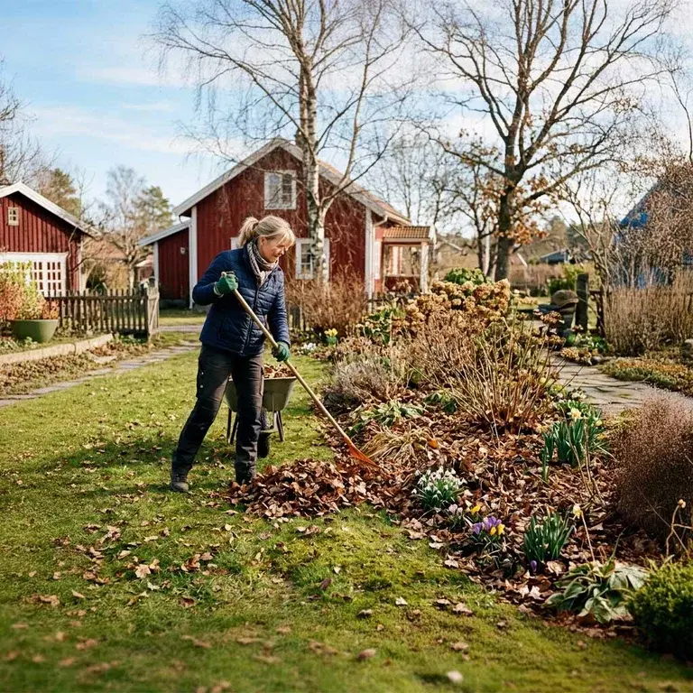 Vårstäda i trädgården 