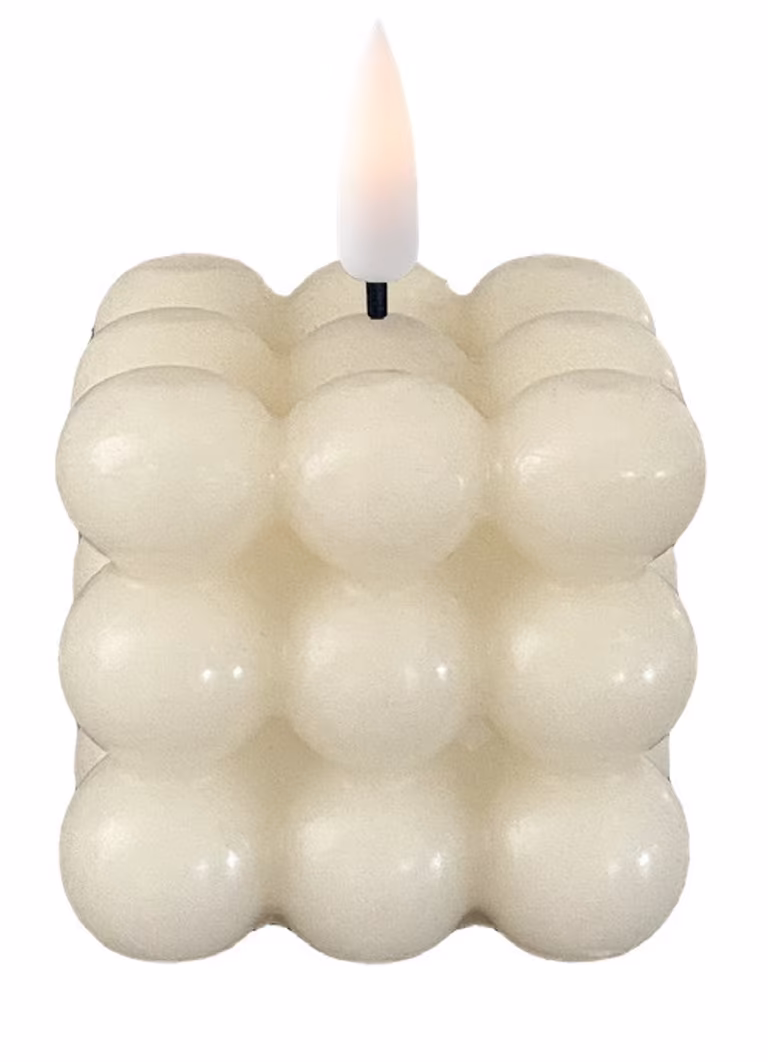 LED bubble candle 6x6x6 white