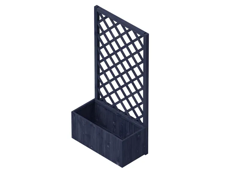 Planting box with trellis, black color, size 80x40x160cm