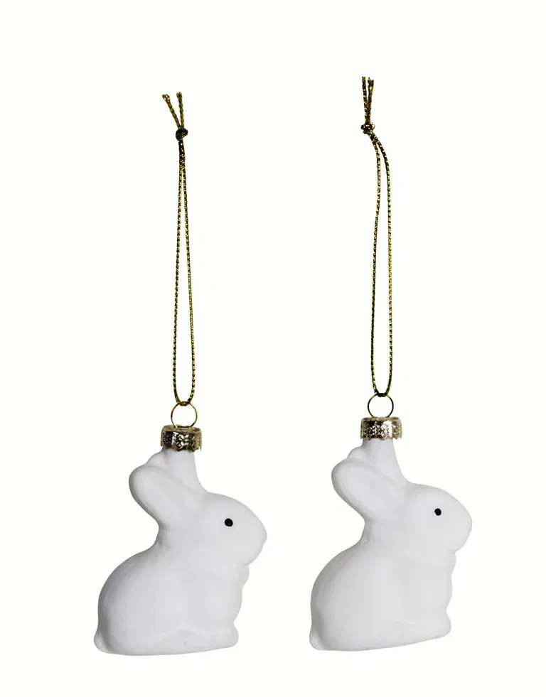 Dekoration påskharar i glas Petra