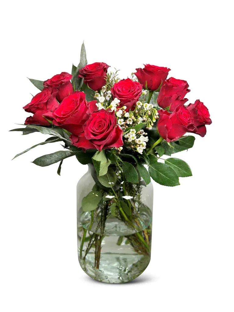 Bukett med röda rosor 