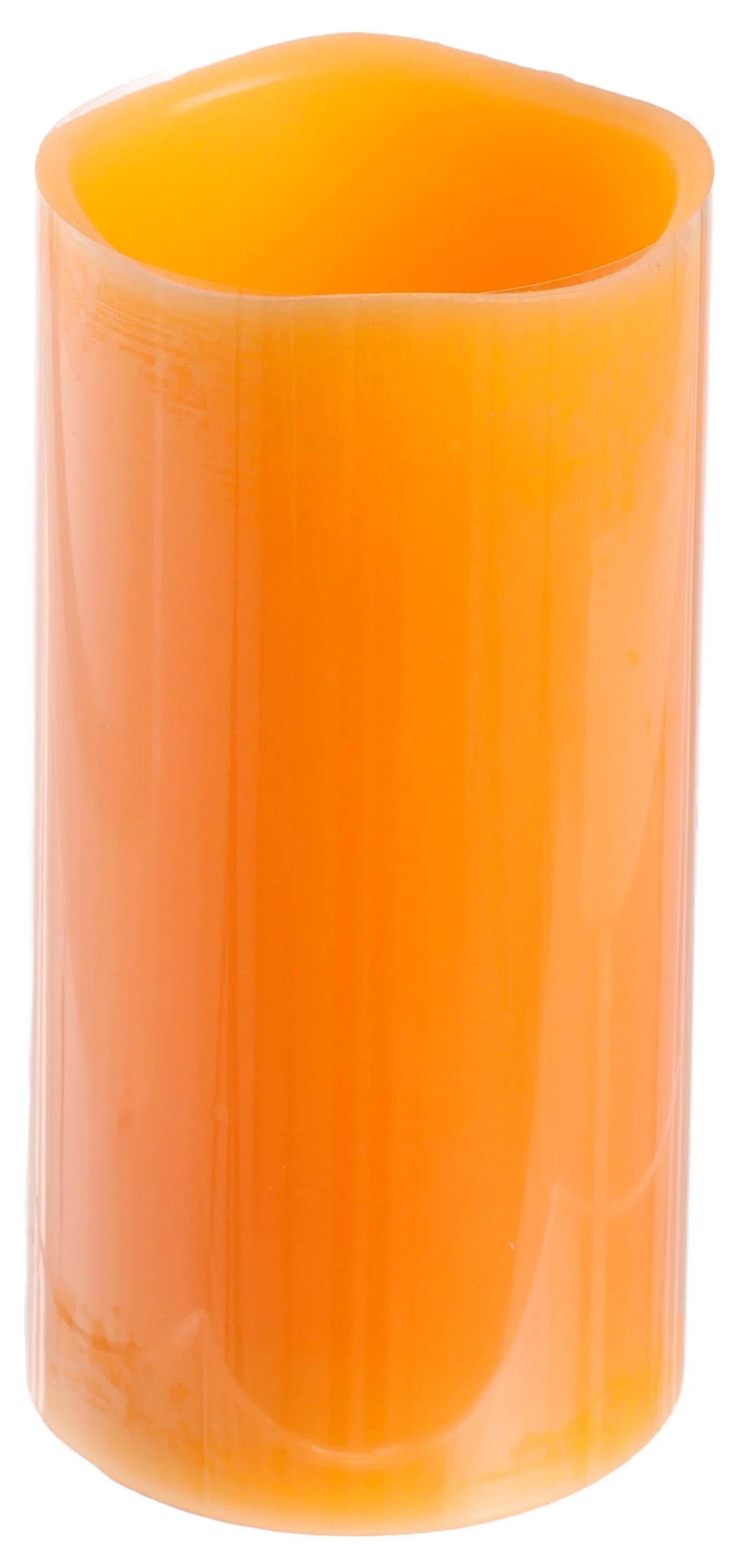 Wax candle w/ LED, orange 15cm excl. 3xAAA, on off