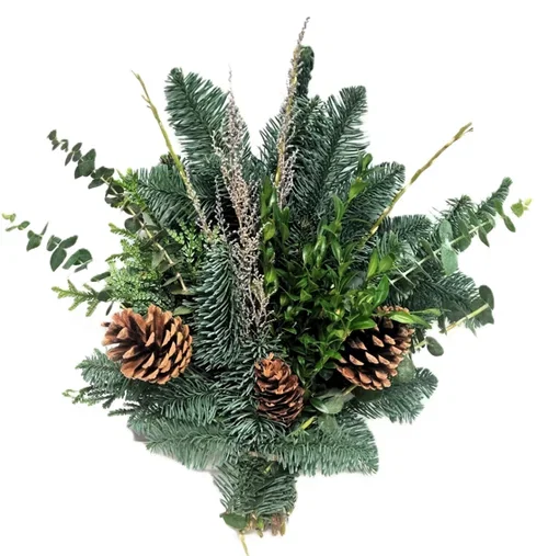 Gravbukett med natur dekoration 