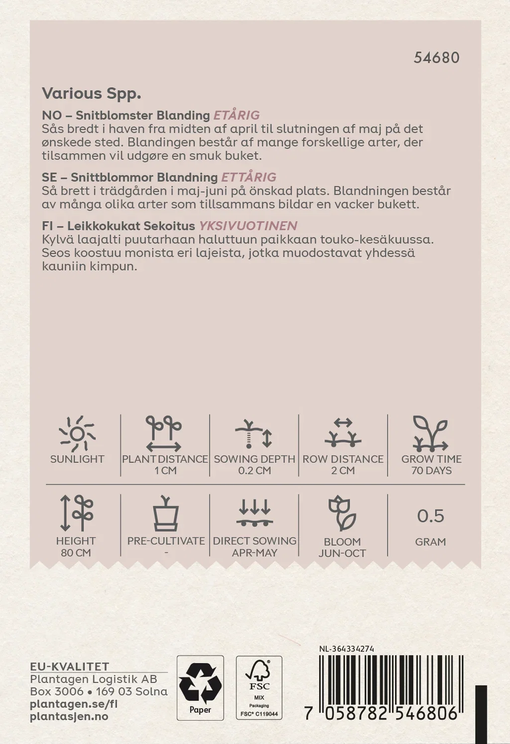 Cut flowers (Skal 014218) - Organic