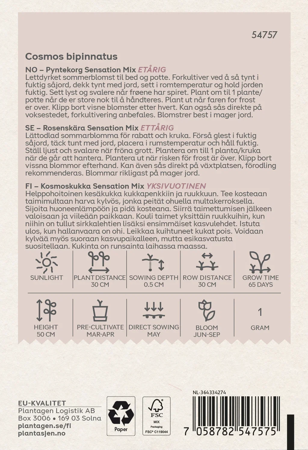 Cosmos Bipinnatus Sensation Mixed