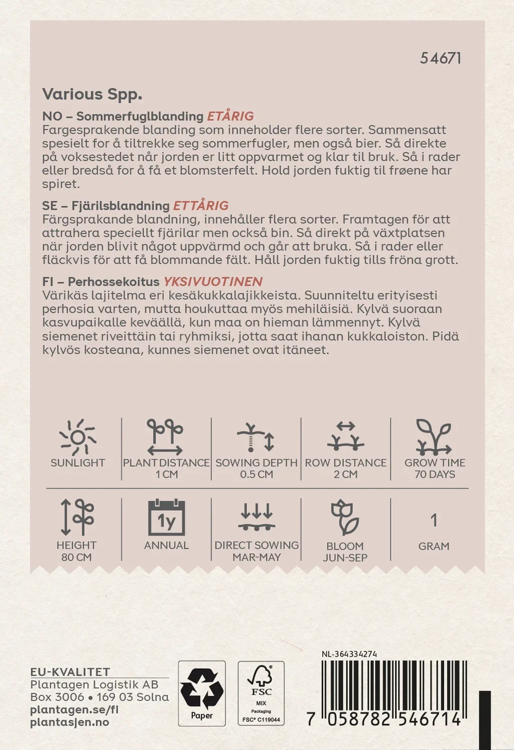 Butterfly Mix (Skal 014218) - 1.5 g - Organic