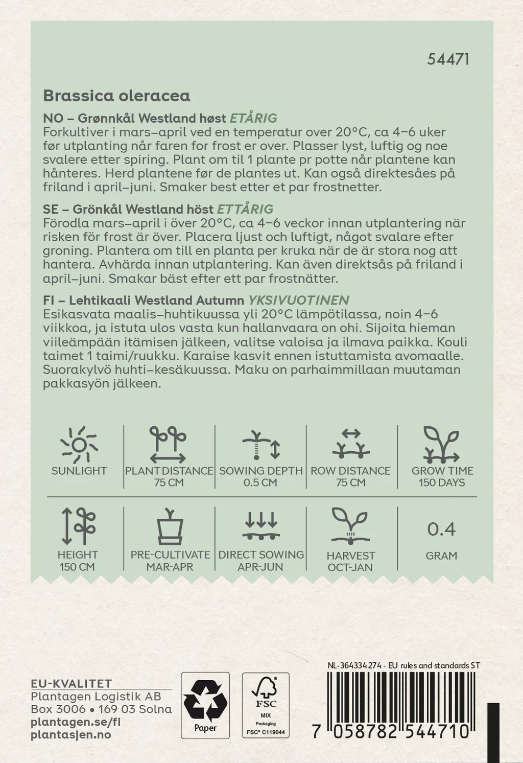 Kale Westland Autumn (Skal 014218) - Organic