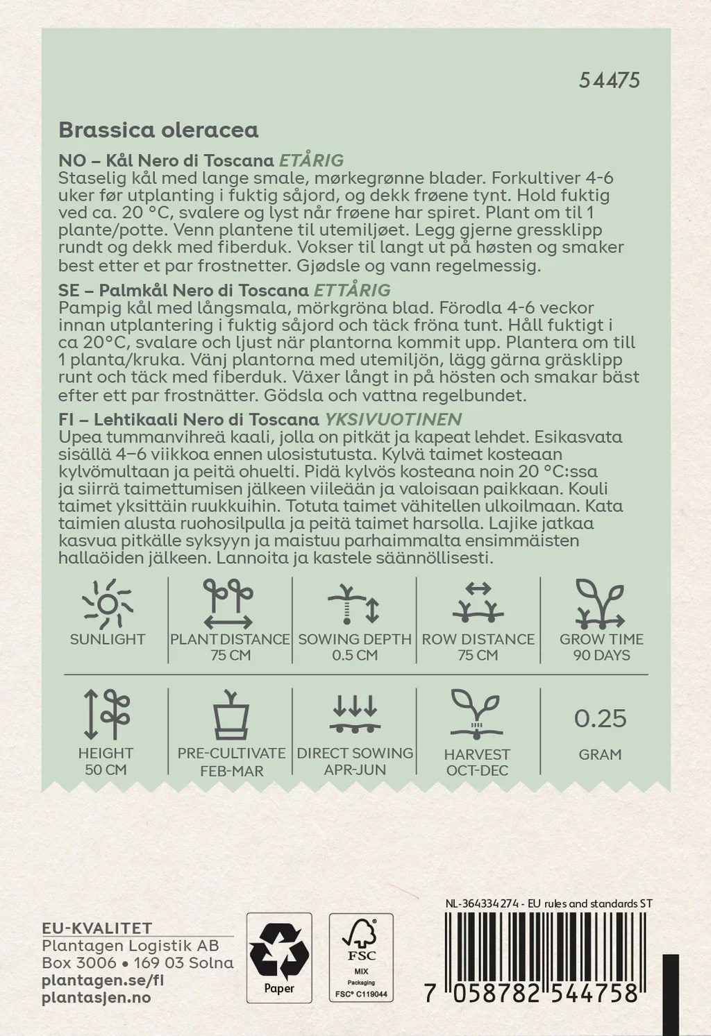 Kale (Black Palm) Nero di Toscana - 0.25 g