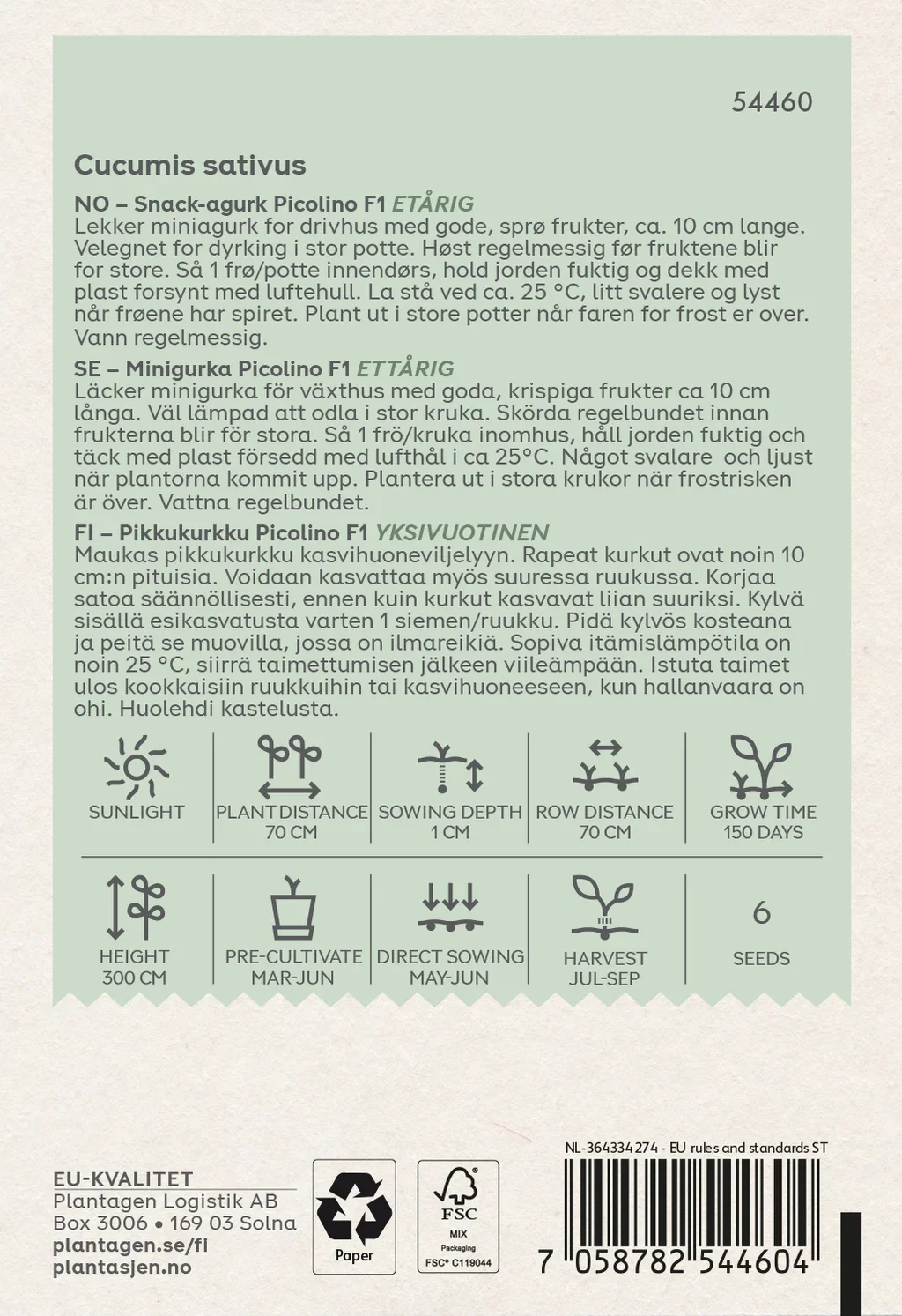 Snackkomkommer Picolino (Skal 014218) - Organic