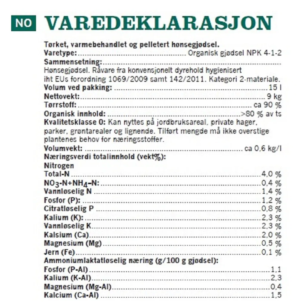 Chicken manure 15L NO