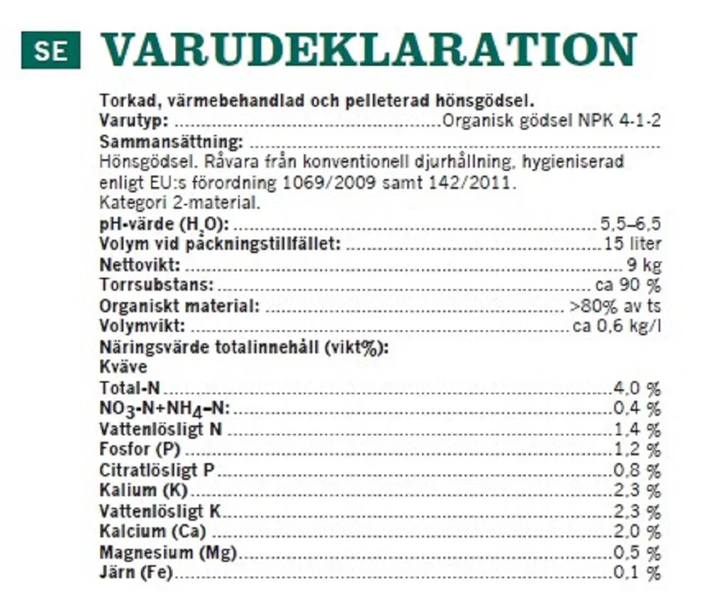 Chicken manure 15L SE