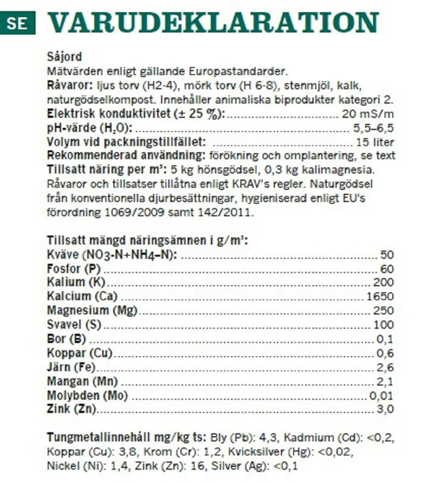 Såjord KRAV