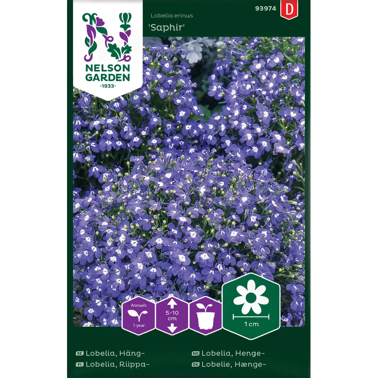 Lobelia, Häng-, Saphir, blå