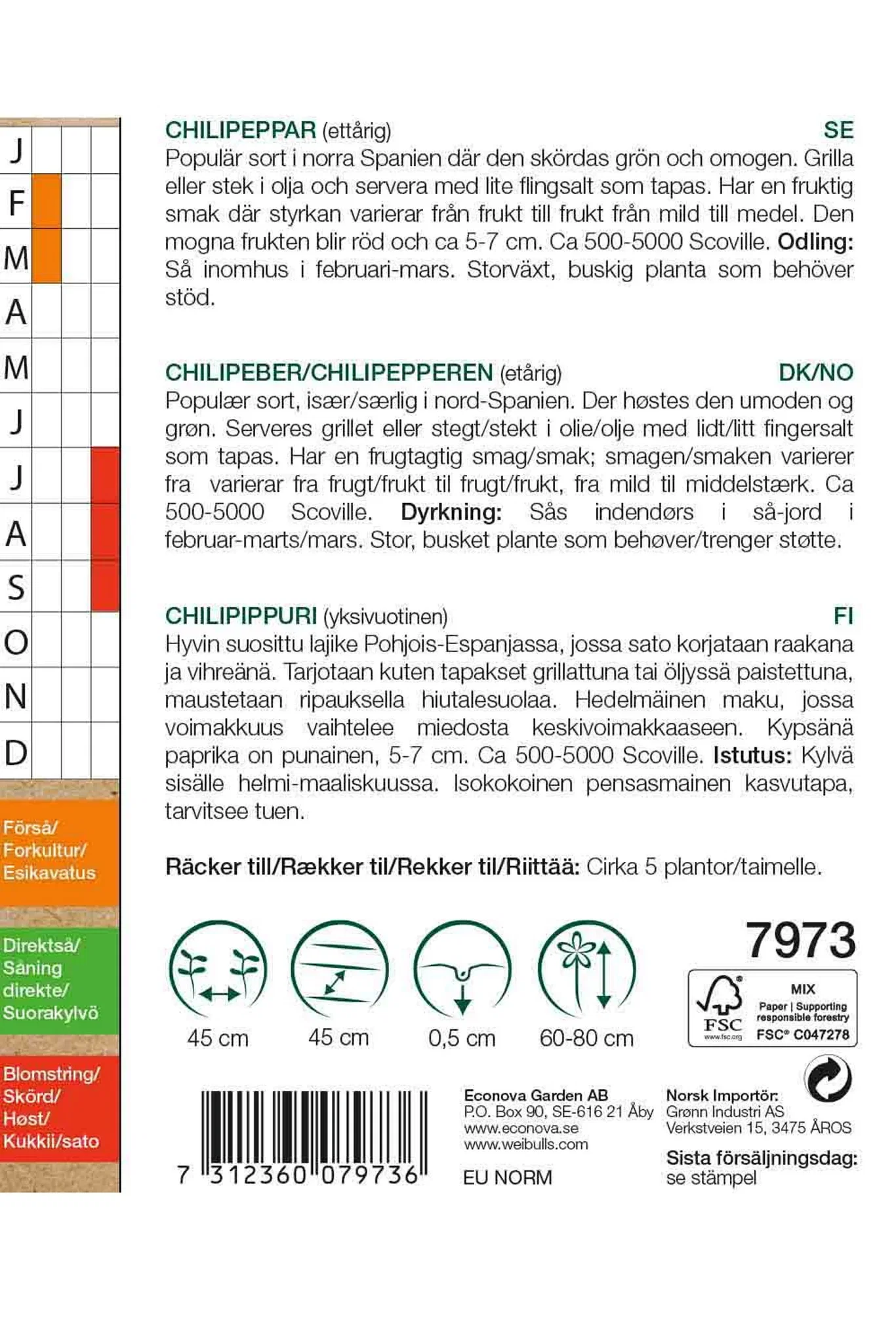 Chilipeppar 'Padron' KRAV