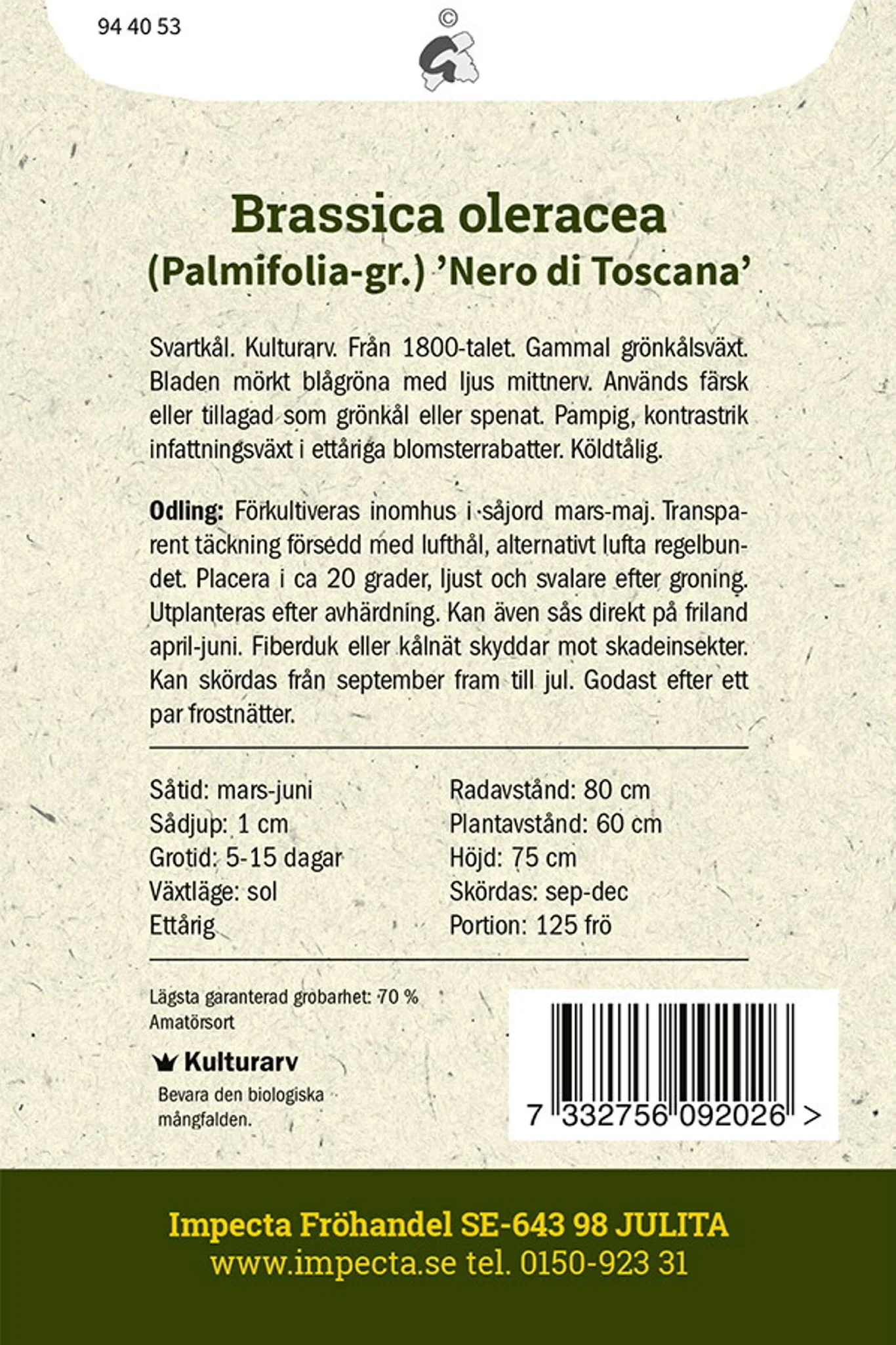 Palmkål 'Nero di Toscana'