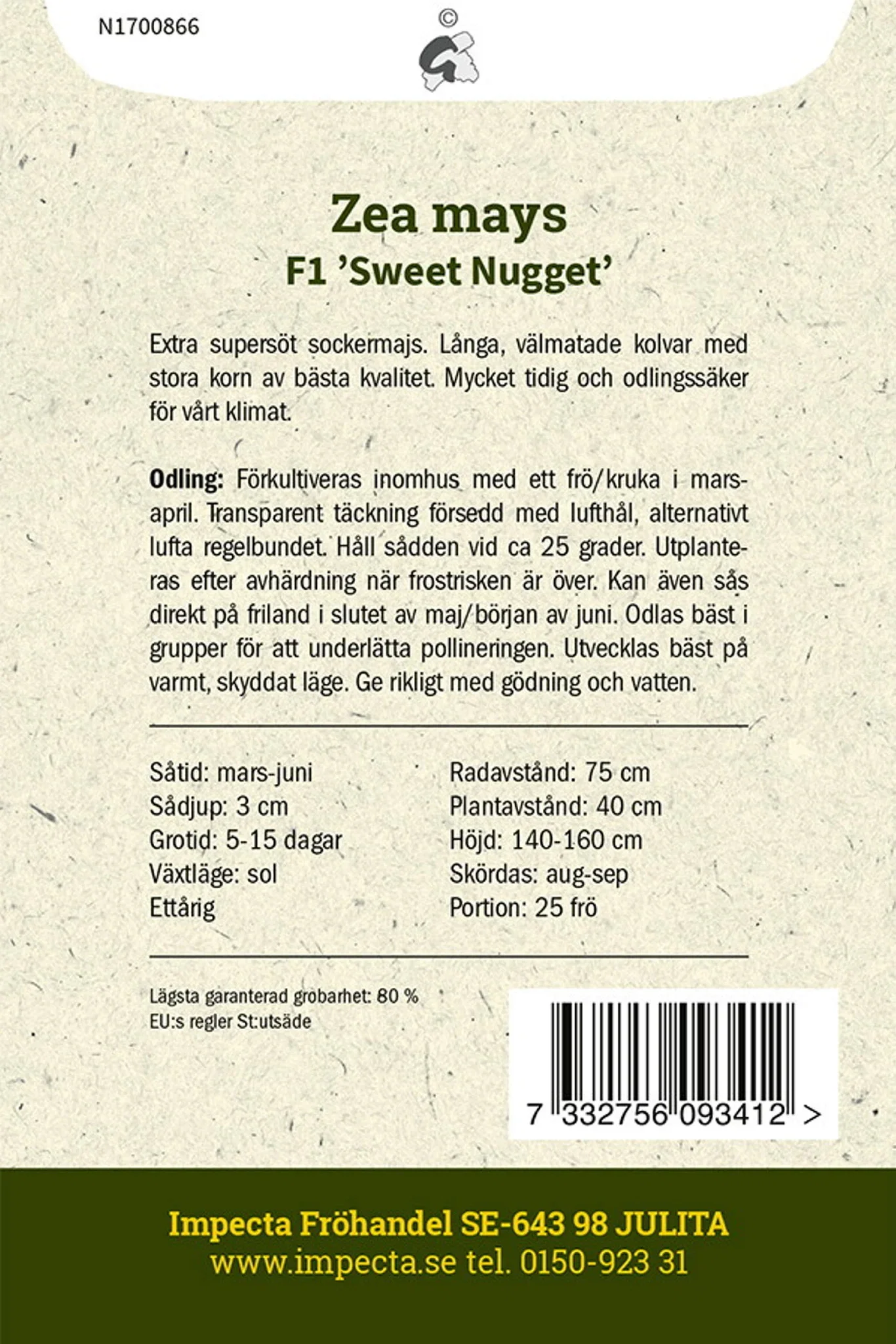 Sockermajs F1 'Sweet Nugget'