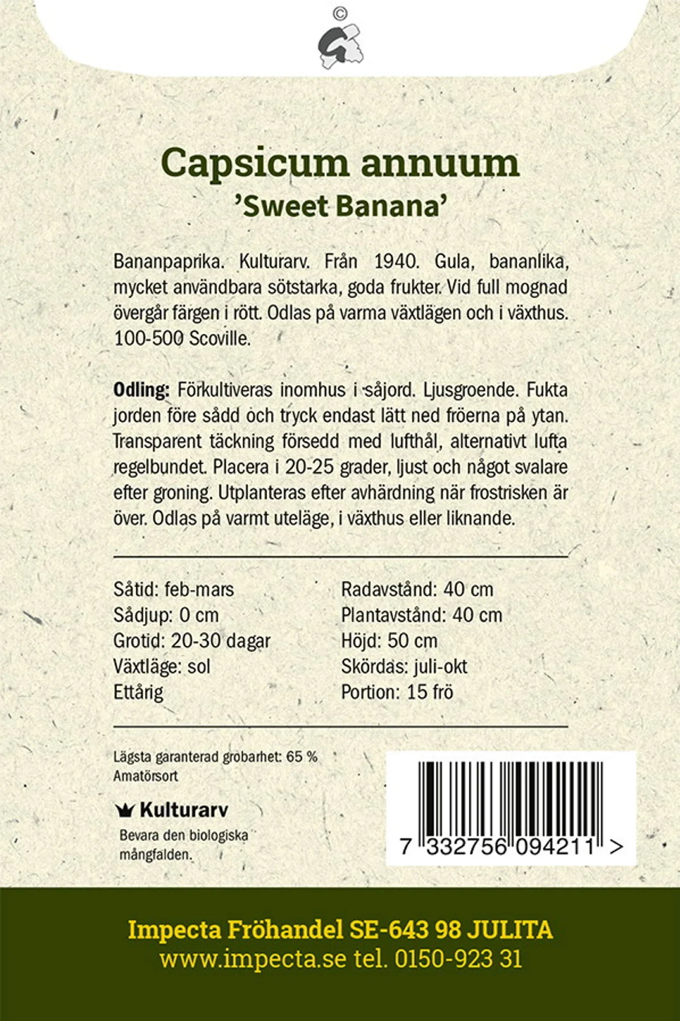 Chilipeppar 'Sweet Banana'
