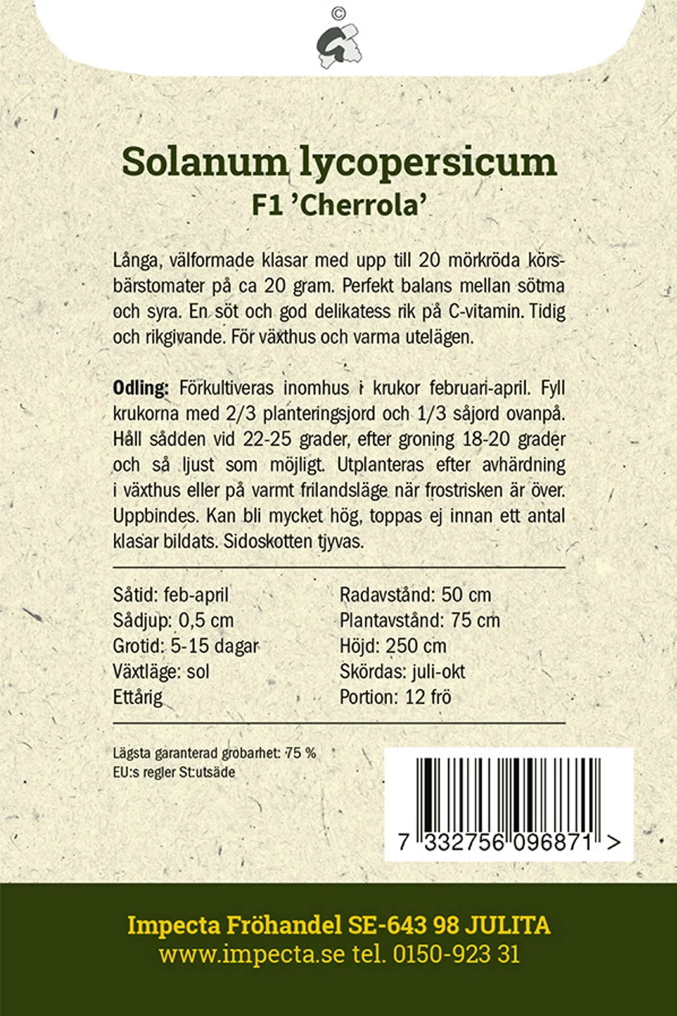 Solanum lycopersicum F1 'Cherrola'