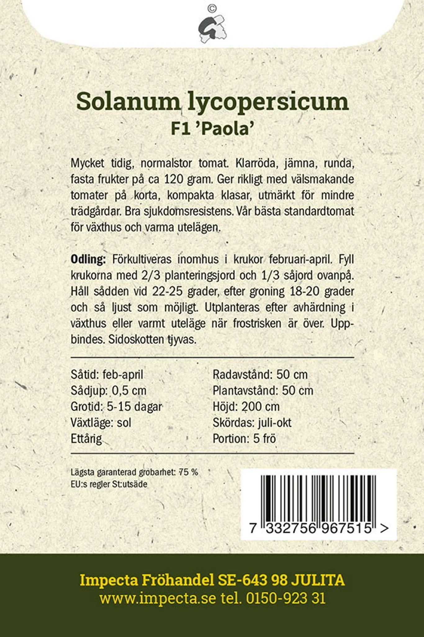 Solanum lycopersicum F1 'Paola'