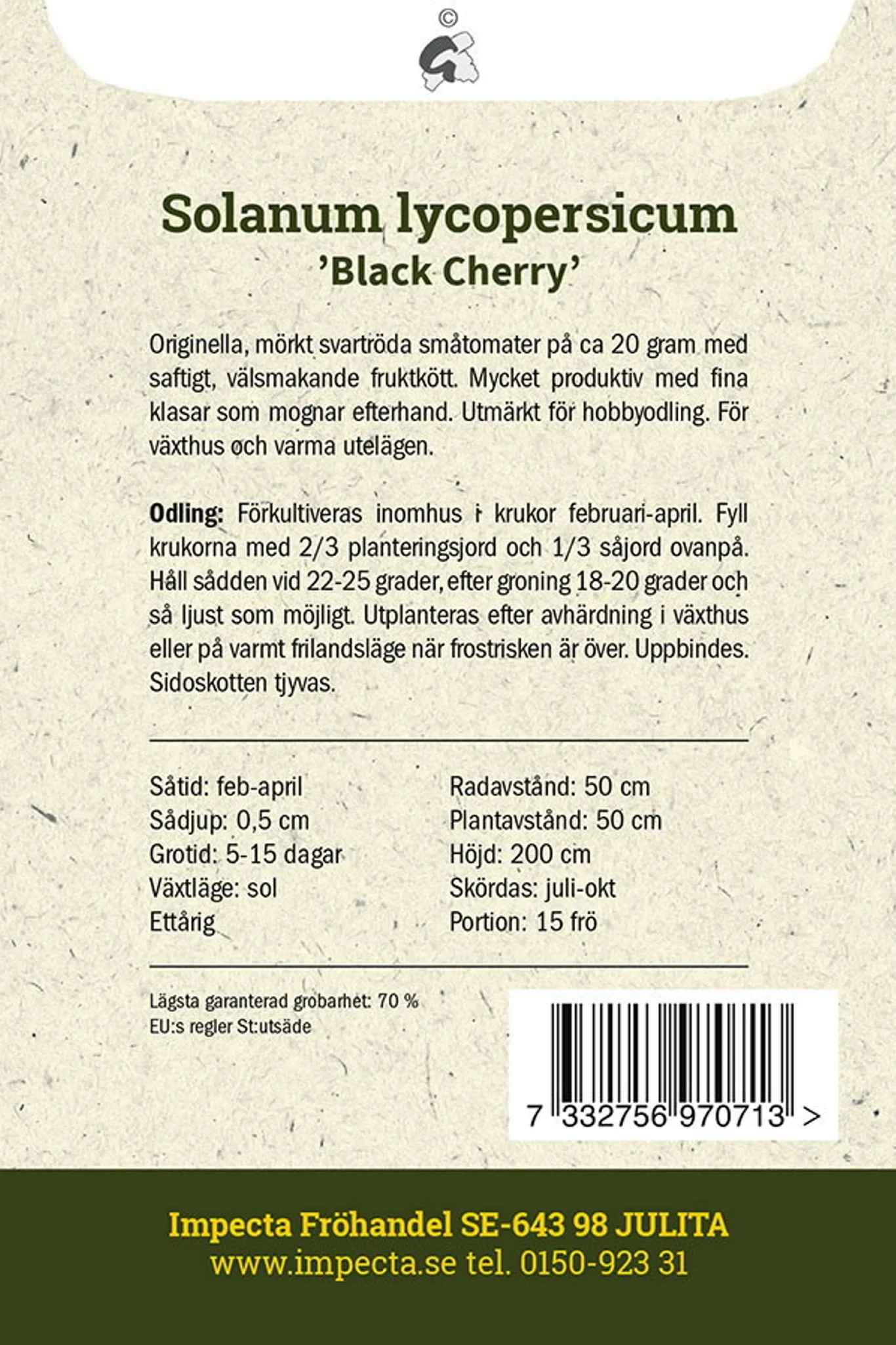 Solanum lycopersicum 'Black Cherry'