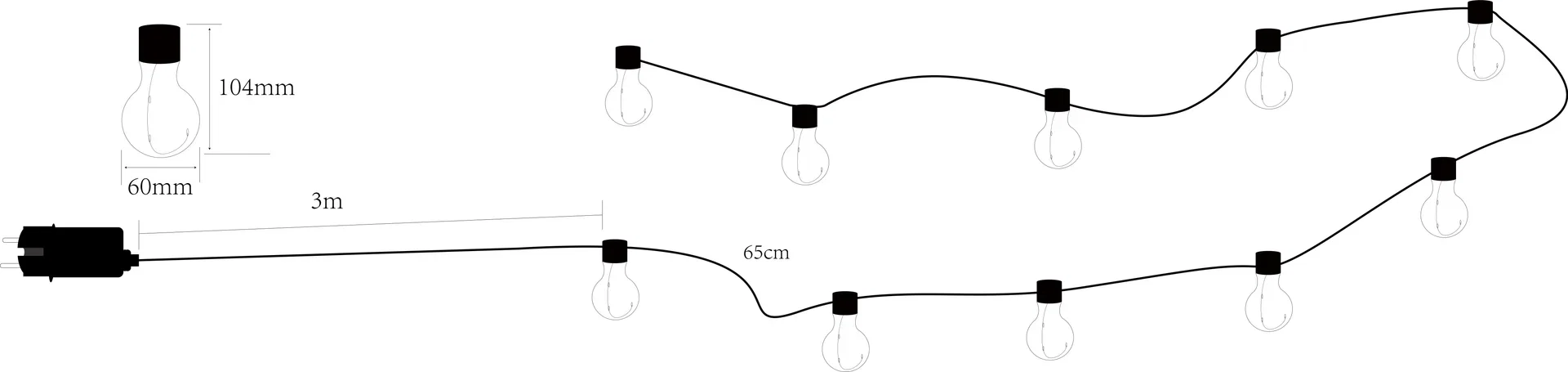 LED ljusslinga med transformator Eva
