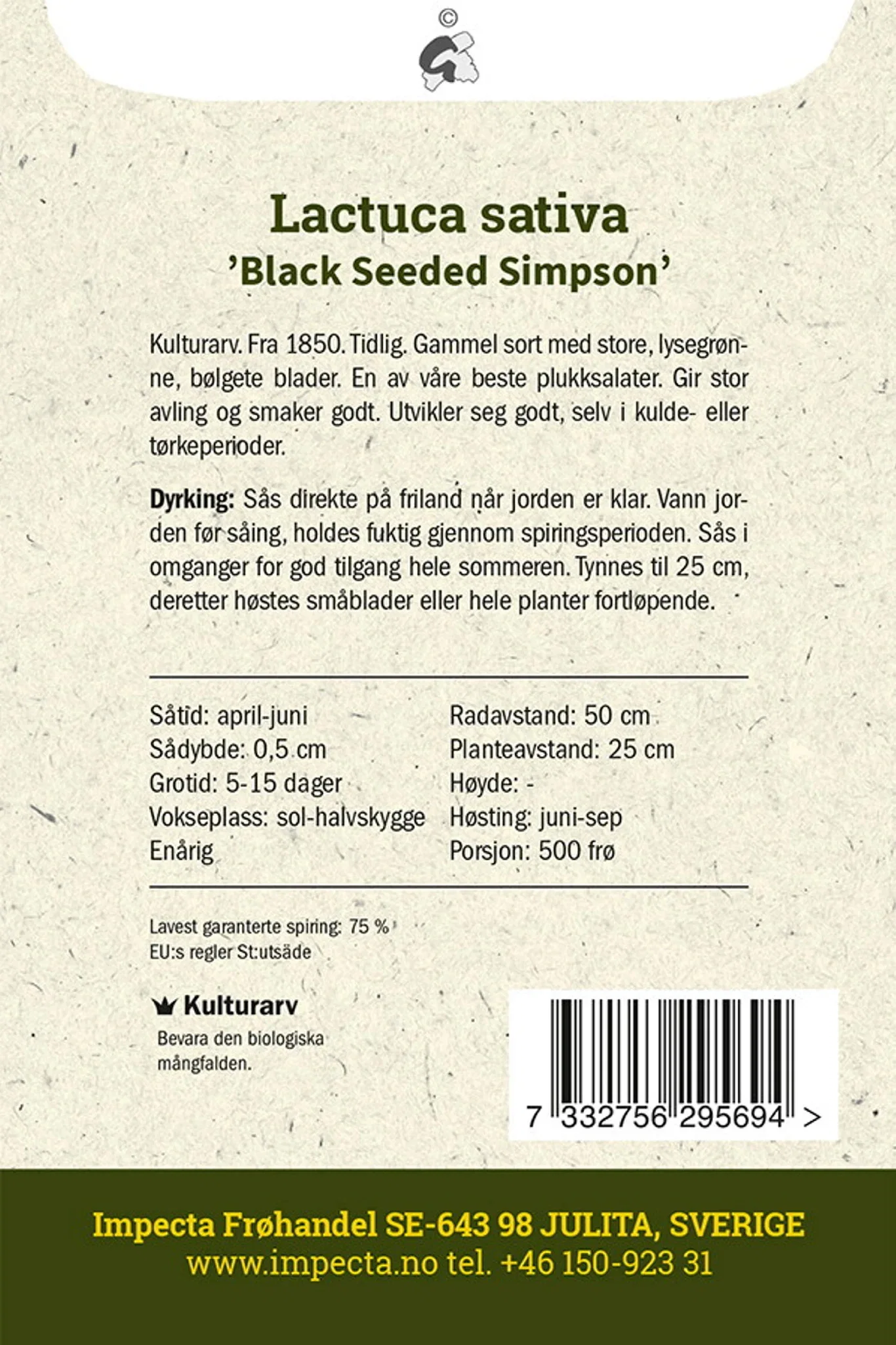 Sallat 'Black Seeded Simpson'