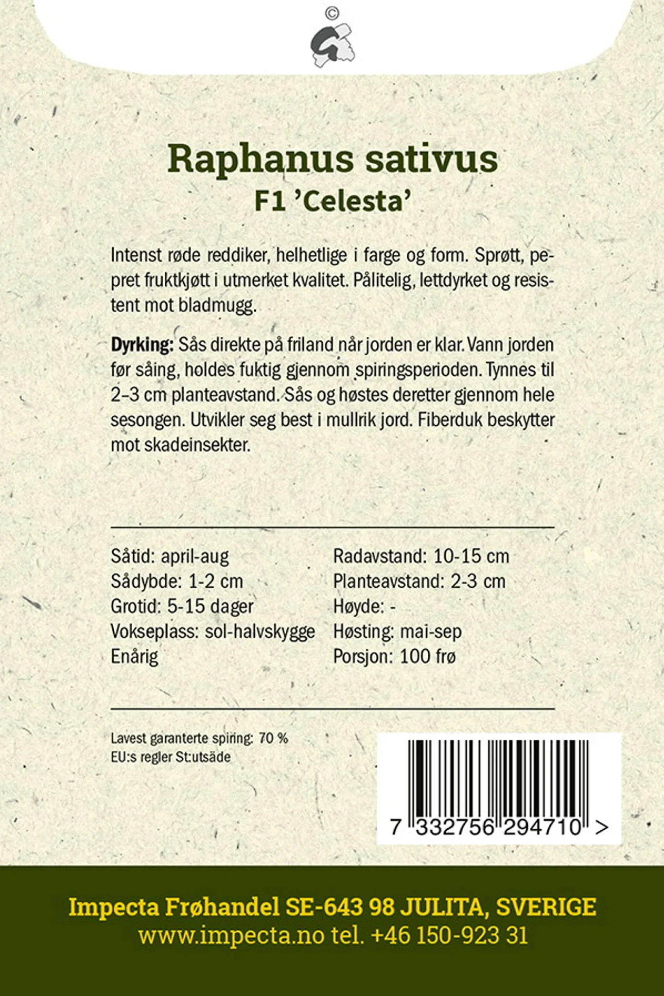 Raphanus sativus F1 'Celesta'