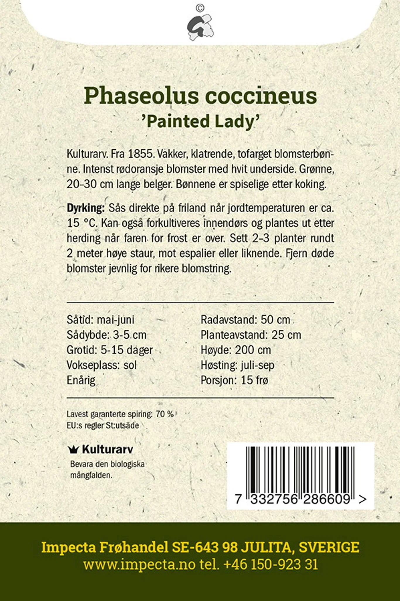 Phaseolus coccineus 'Painted Lady'