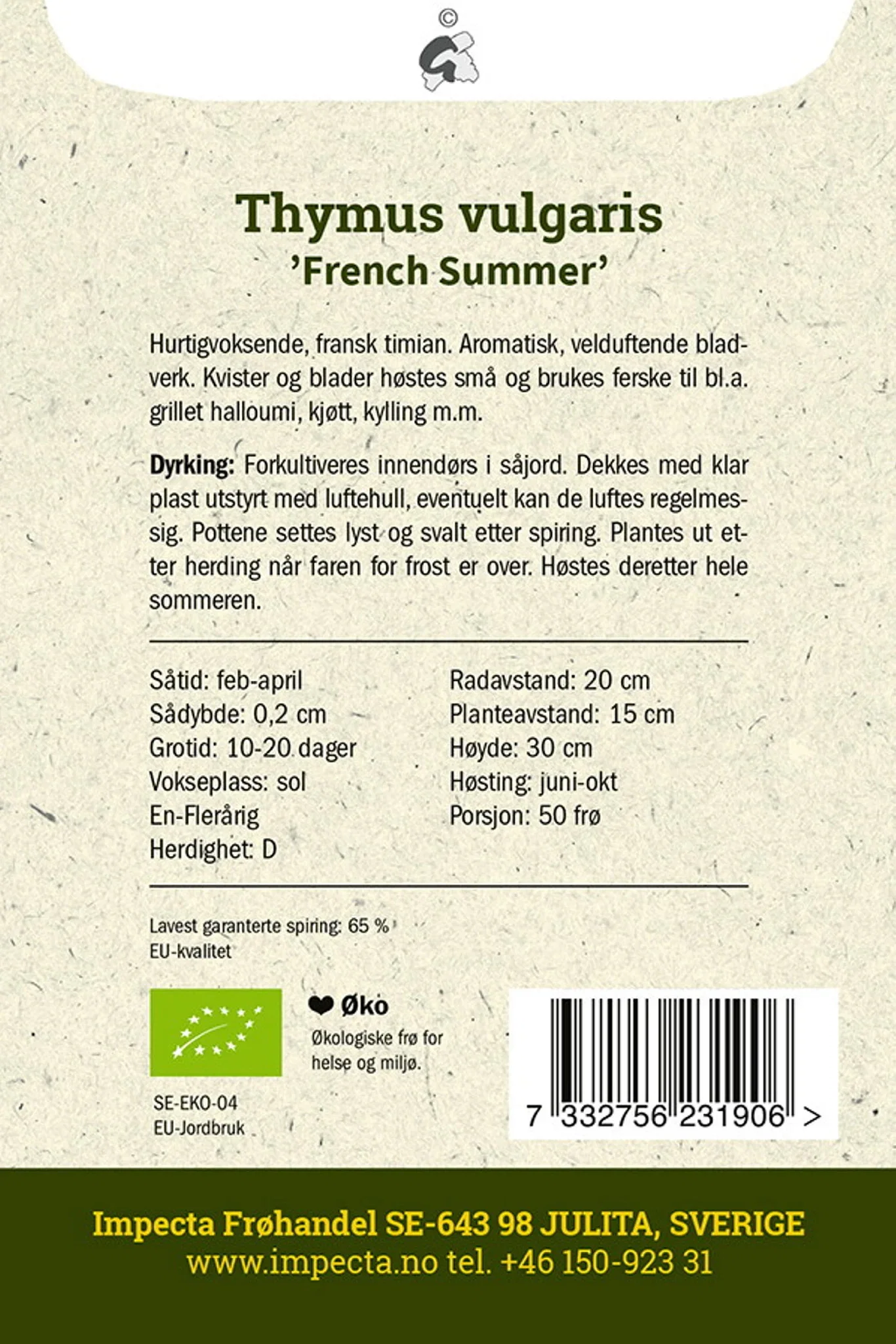 Thymus vulgaris 'French Summer'