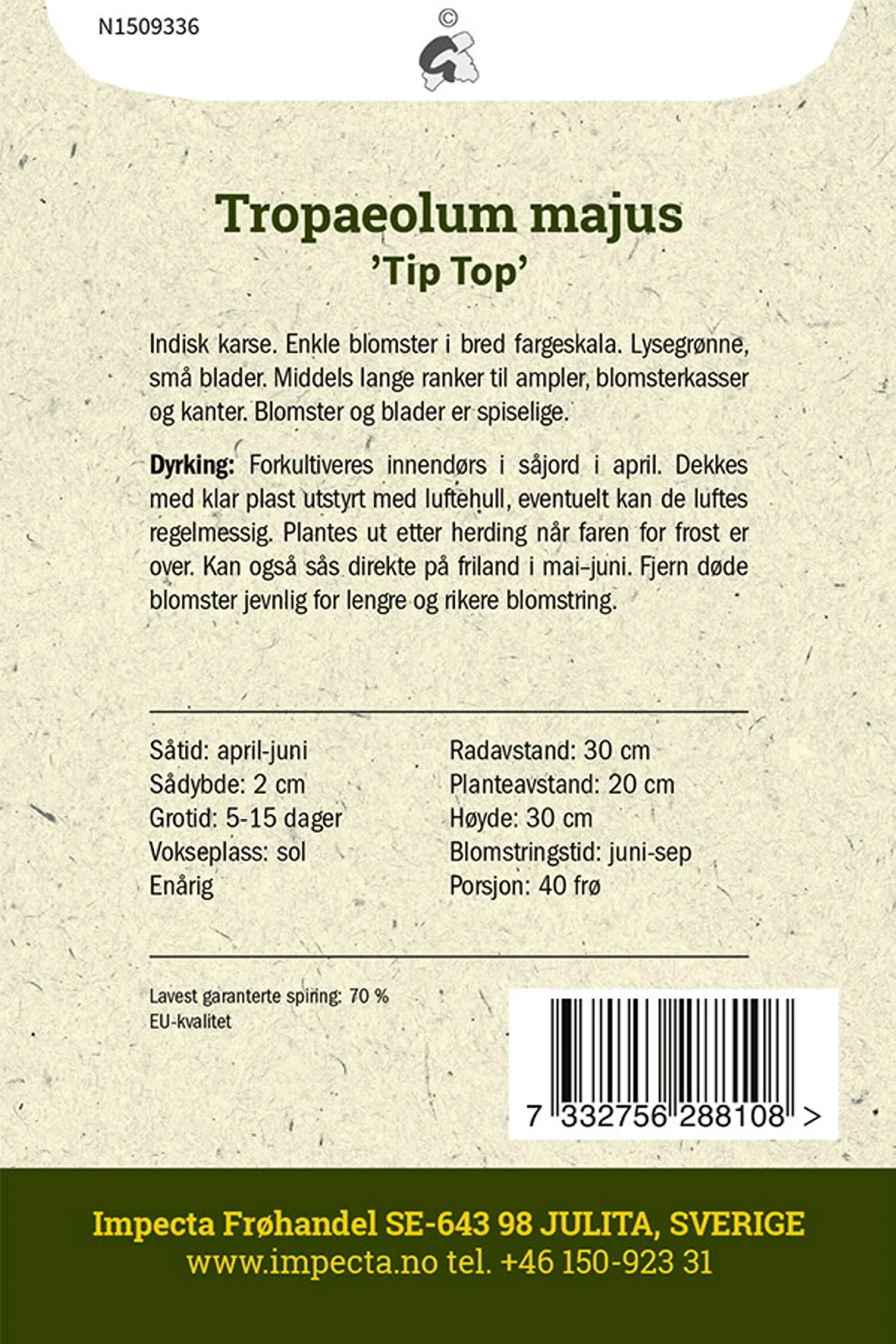 Tropaeolum majus 'Tip Top'