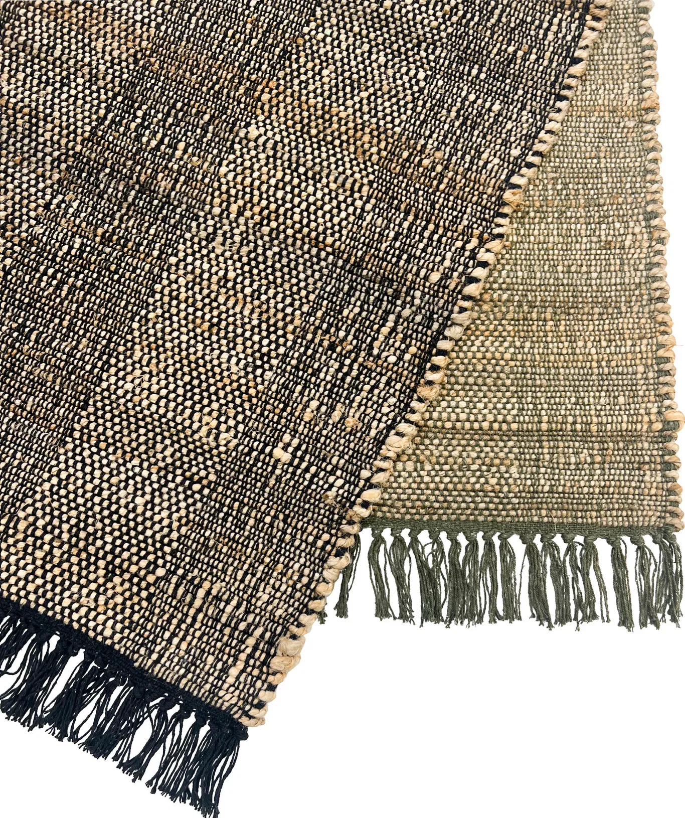 Jute Doormat Tassel 60x90CM Black