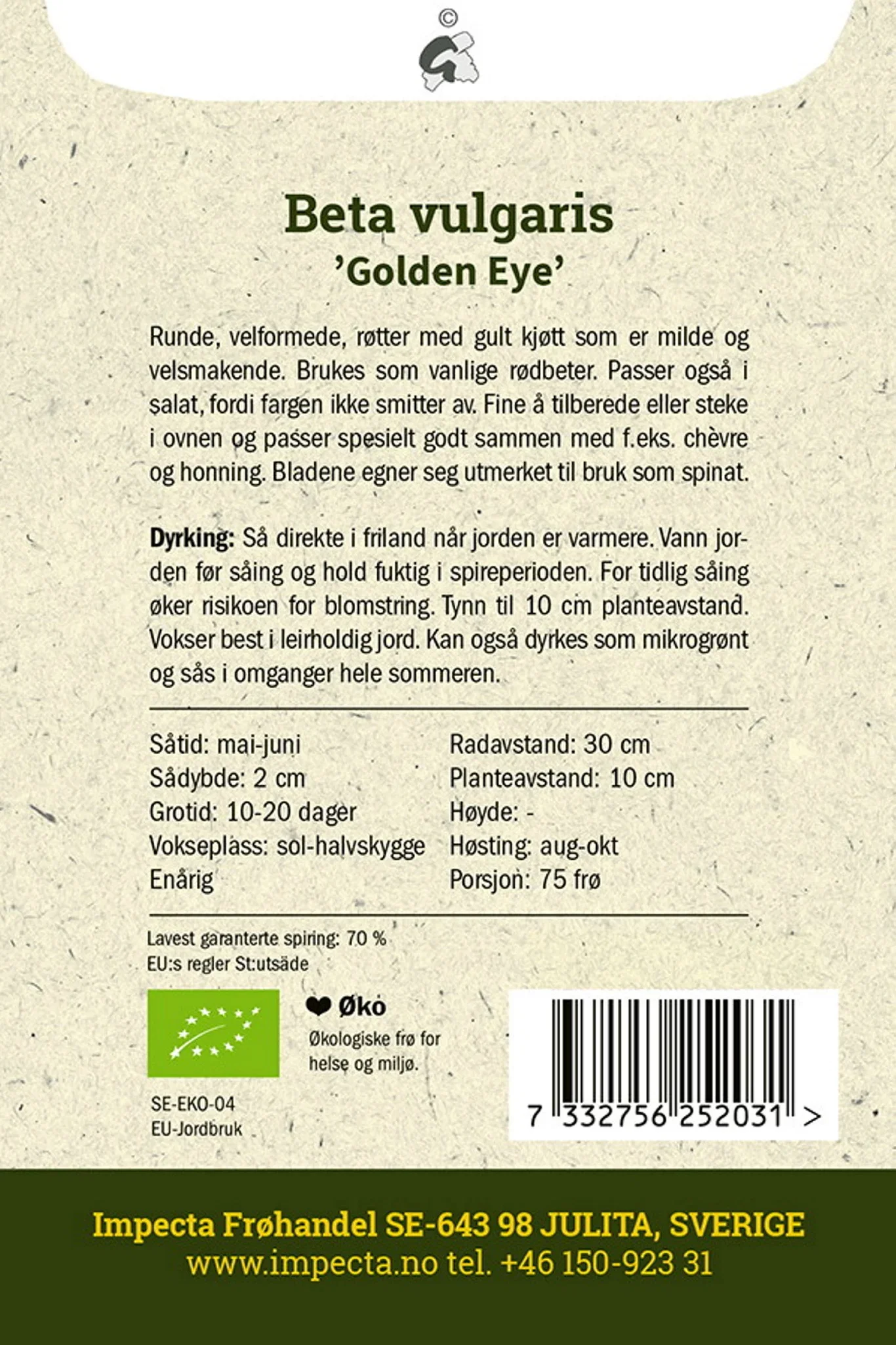 Gul rødbete 'Golden Eye'