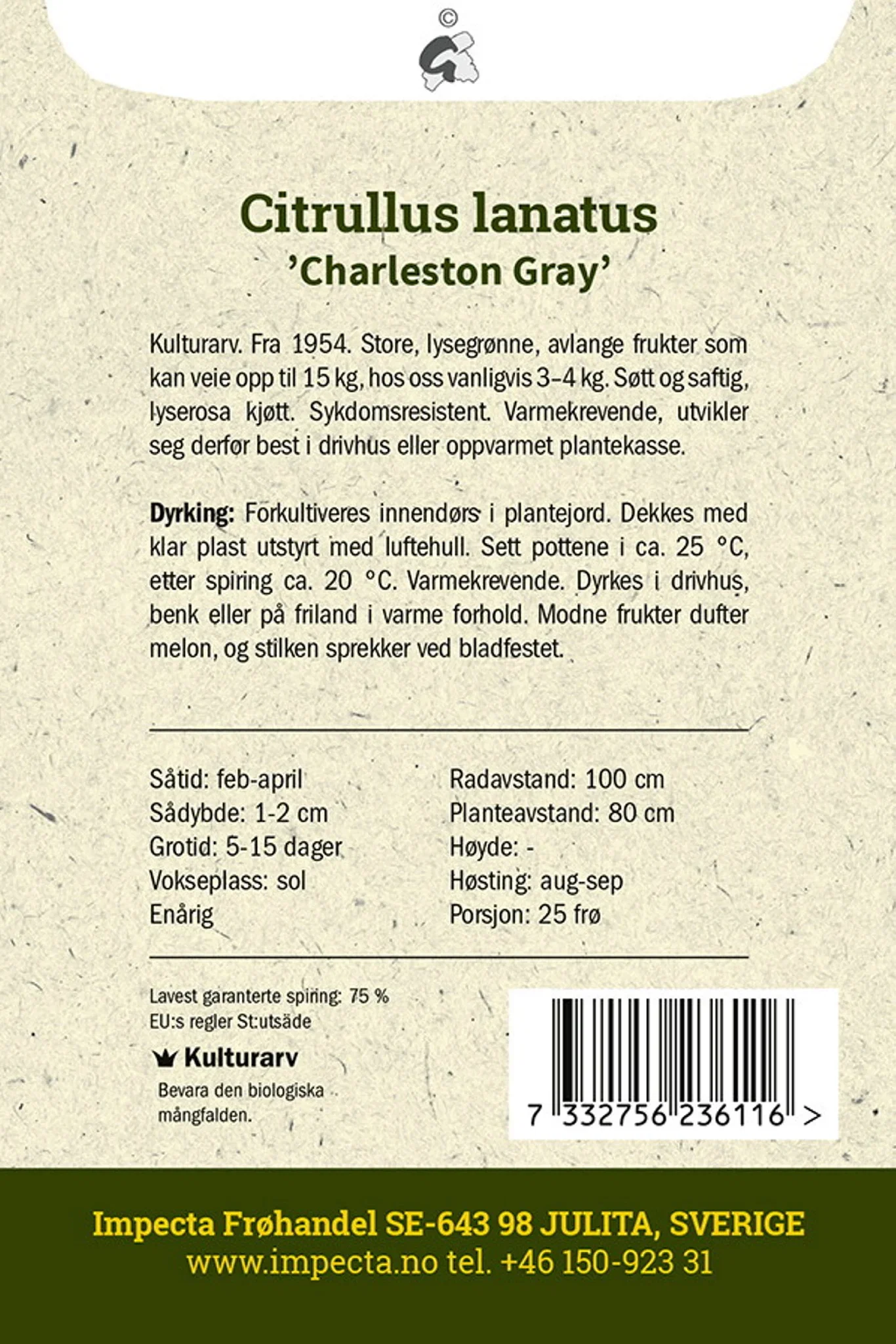 Vannmelon 'Charleston Gray'