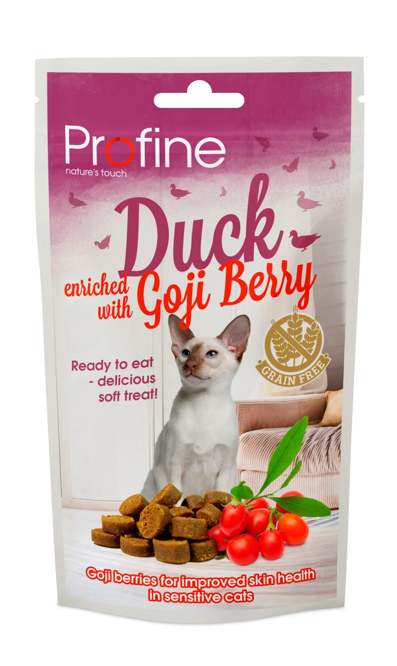 PROFINE CAT SEMI MOIST SNACK DUCK&GOJI BERR 50GR