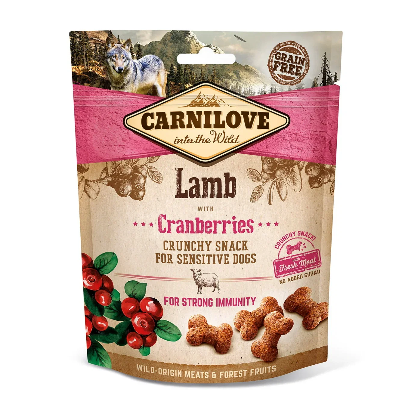 CARNILOVE DOG CRUNCHY SNACK LAMB CRANBERRY 200G