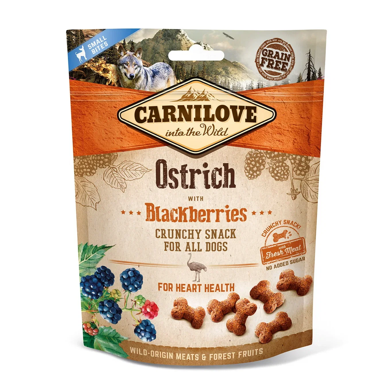 CARNILOVE DOG CRUNCHY SNACK OSTRICH BLACKBERRY 200G