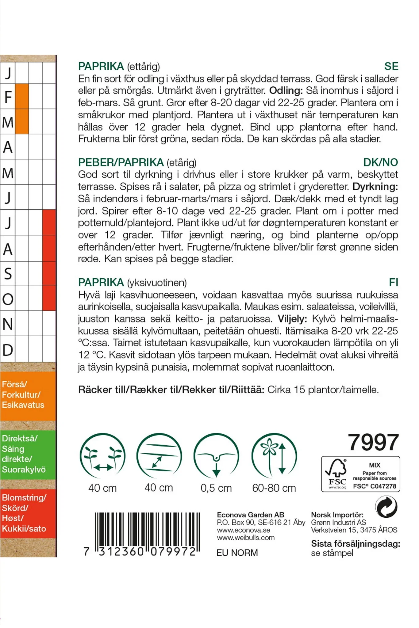 Paprika 'California Wonder' KRAV