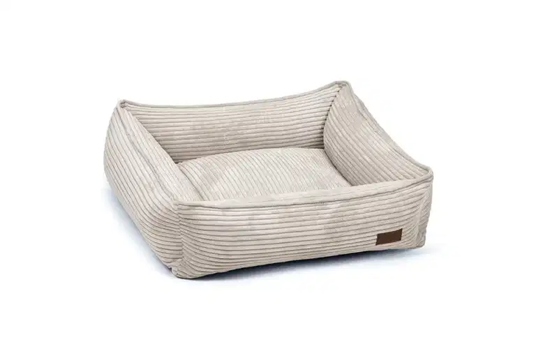 DBL REST BED RIBBED LGREY 65X60X20