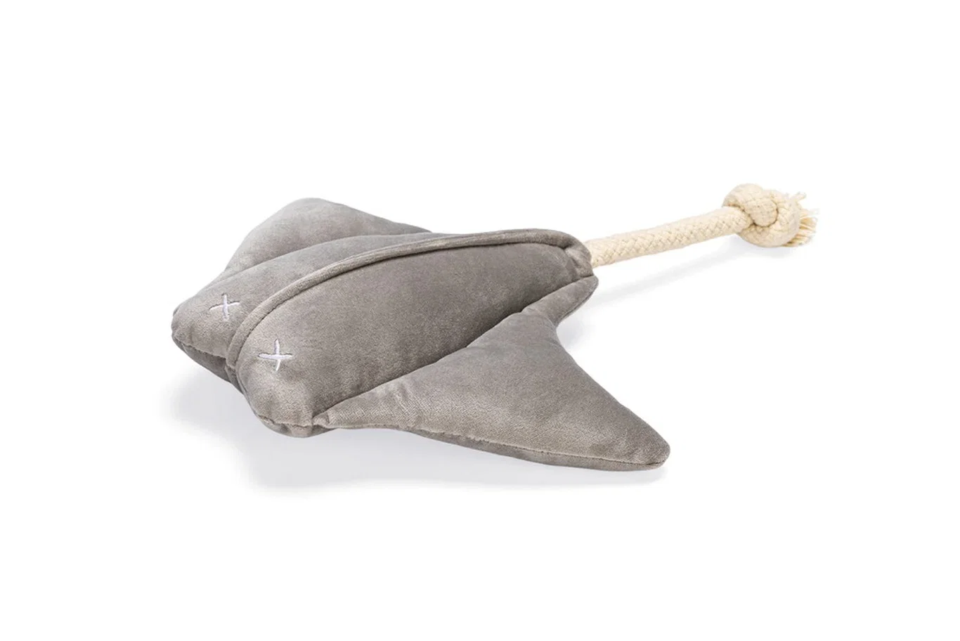 DBL VELVET DOG TOY RAY ANUM GREY 19