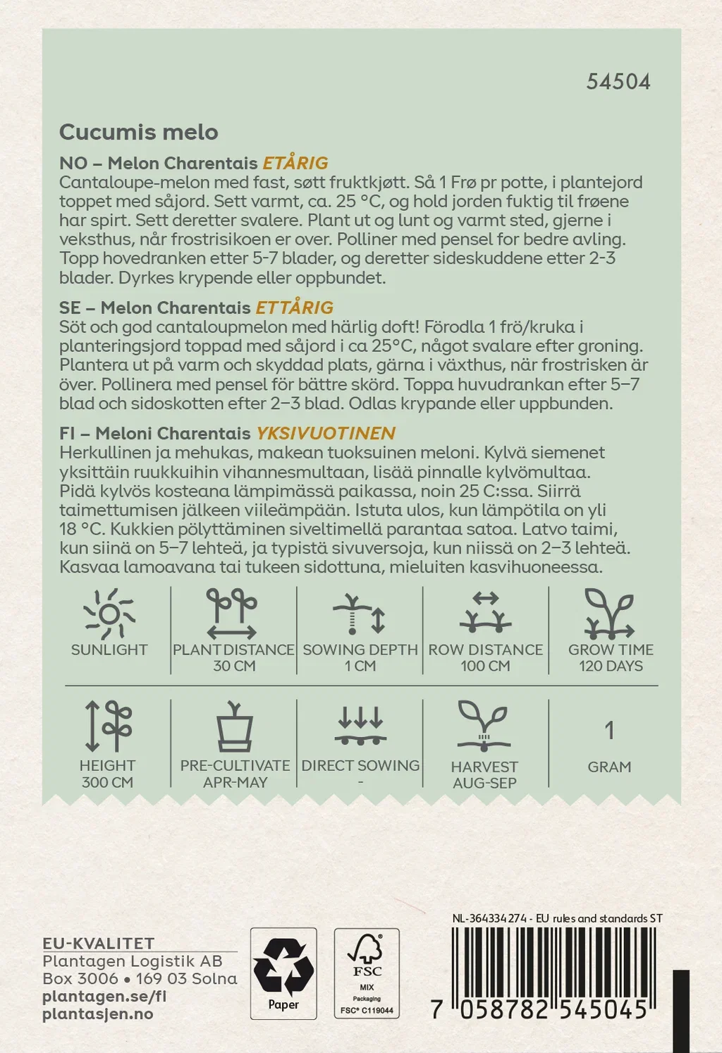 Melon Charentais (Skal 014218) - Organic