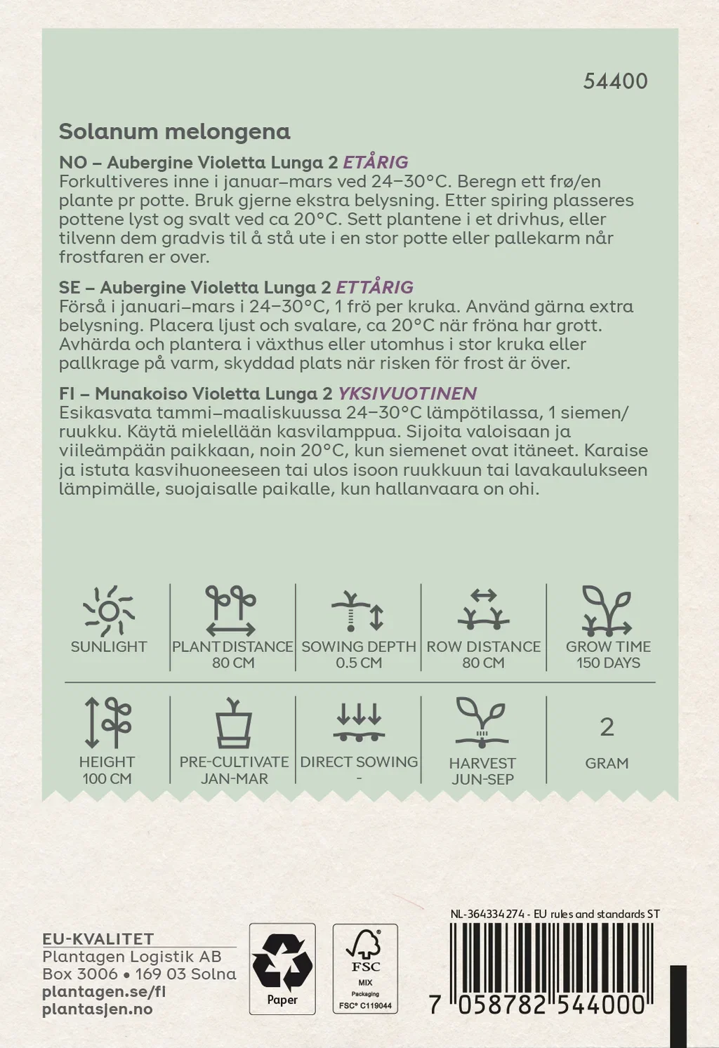 Eggplant 'Violetta Lunga 2'