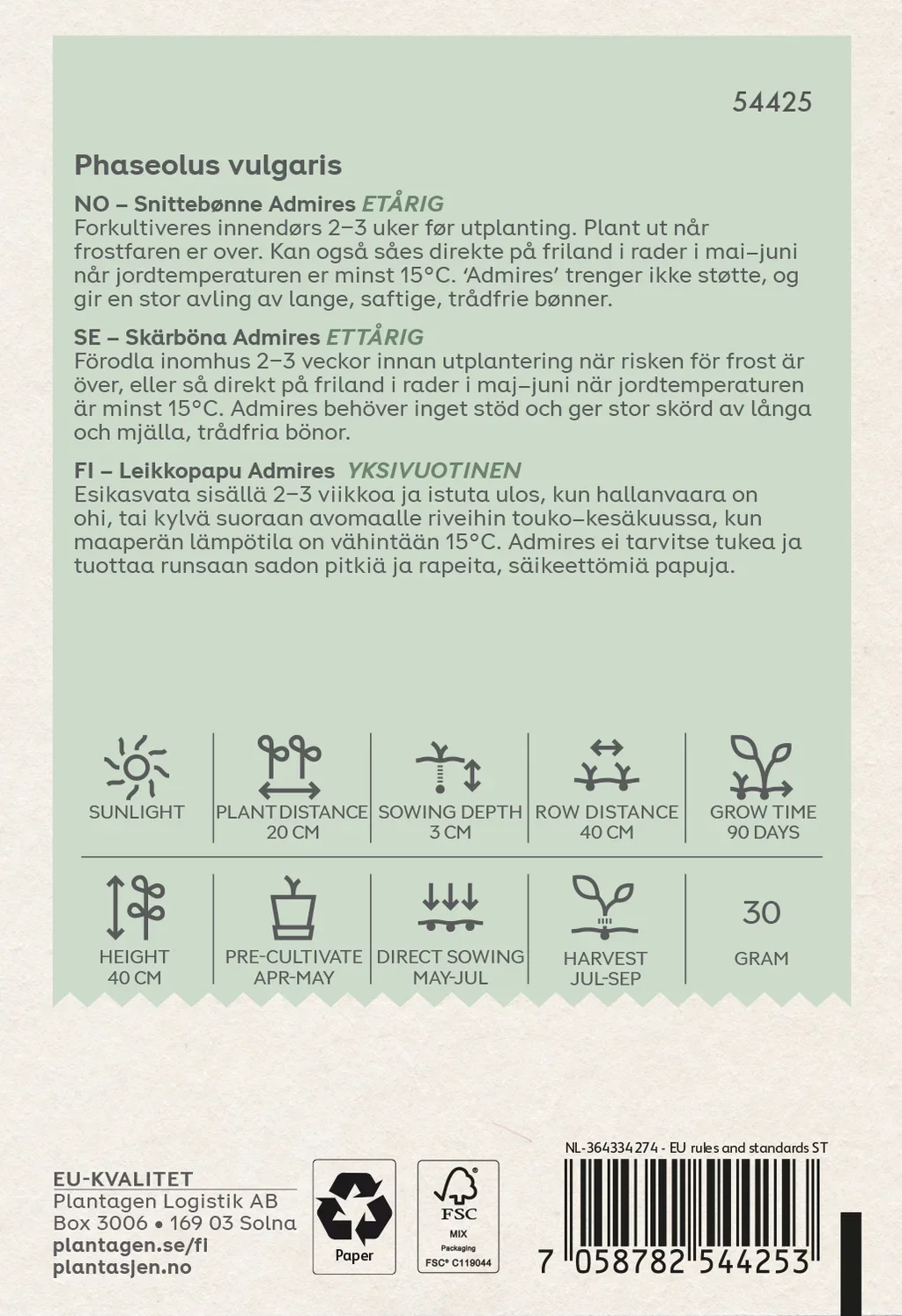 Dwarf Beans Flat 'Admires'