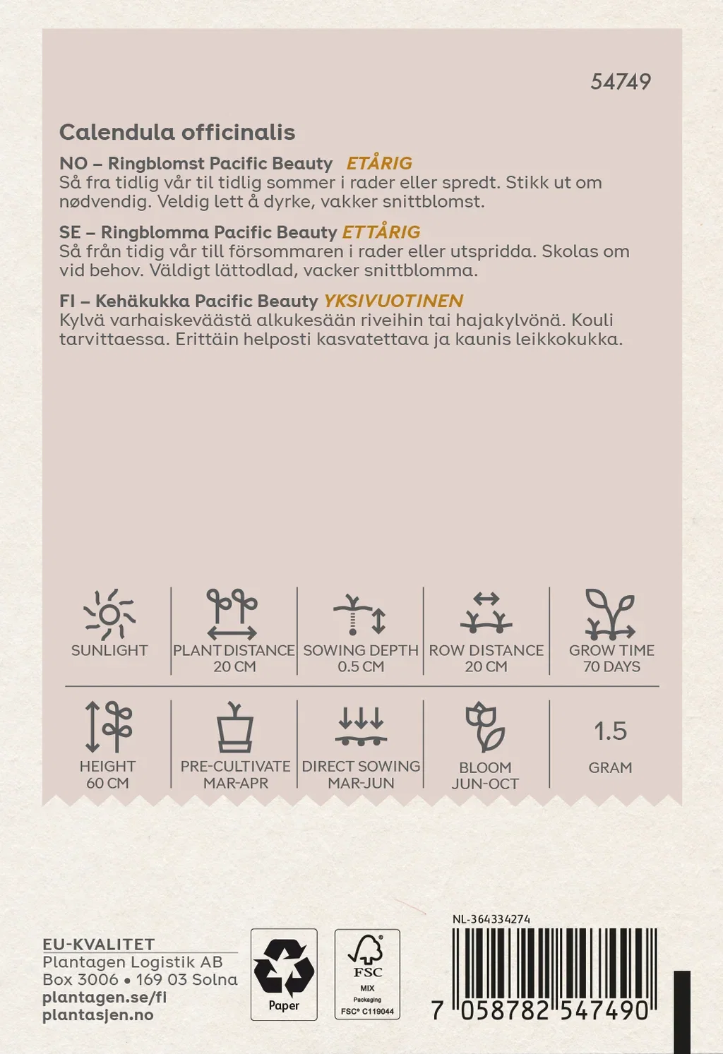 Calendula officinalis 'Pacific Beauty' (BIO) - Organic