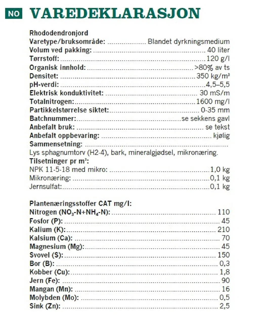 Rhododendron soil 40L NO