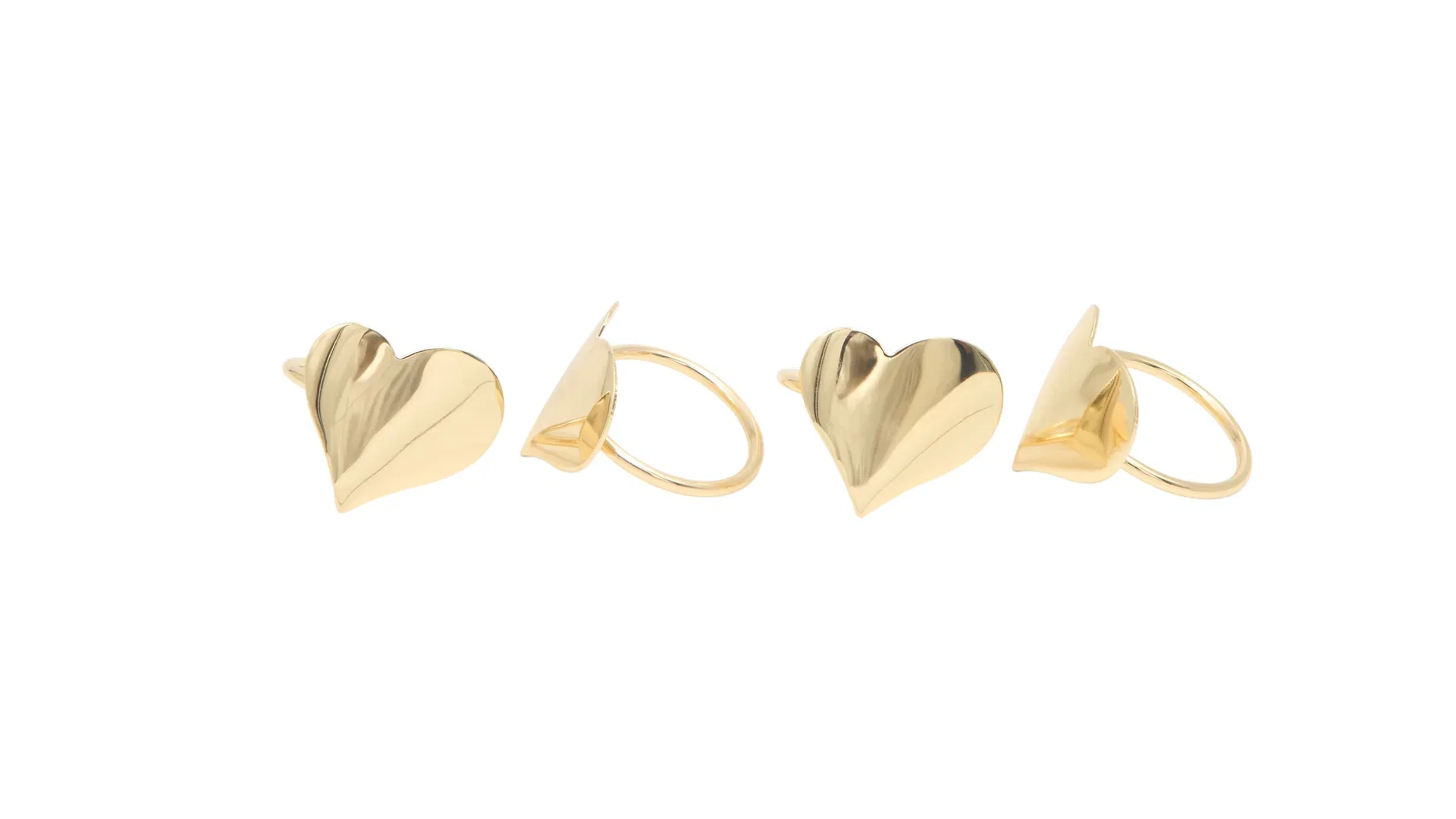 Napkin Rings Gold Hearts 4PK